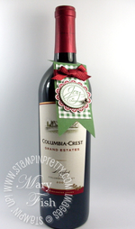 Stampin up demonstrator video tutorial wine bottle tag holiday gift idea