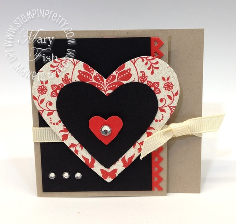 Stampin up valentine card idea hearts framelits dies big shot machine pinking heart border punch