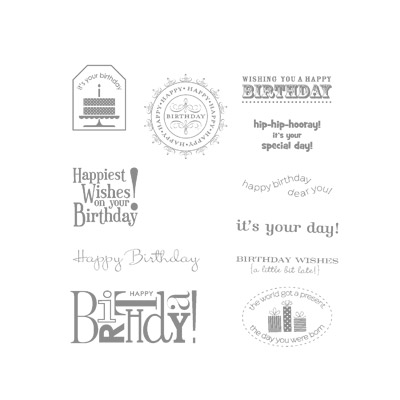 Happiest birthday wishes rubber stamps stampin up