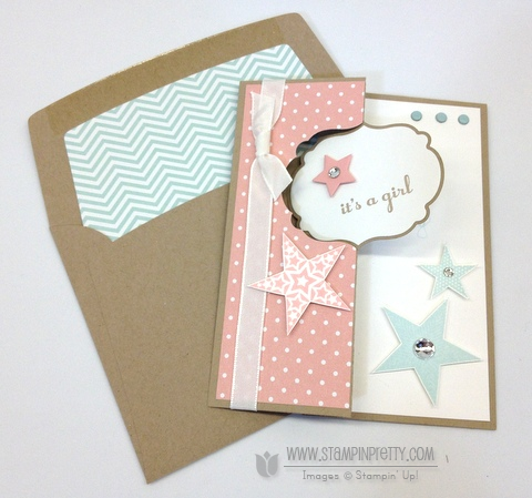 Stampin up stampinup stamp it pretty order thinlits labels card die baby card twins idea envelope liner