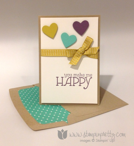 Stampin up stamp it pretty stamping happy watercolor heart framelits big shot machine dies envelope liner