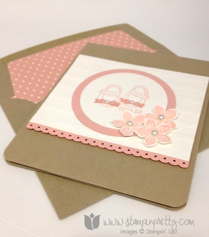 Stampin up stamp it pretty envelope liner framelits die big shot baby weve grown cards  mary fish punch