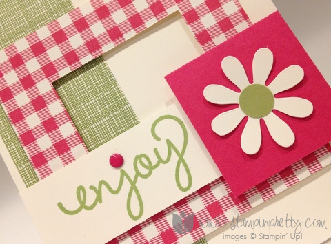 Stampin up stamping stamp it pretty mary fish mojo monday gingham garden simple celebrate card