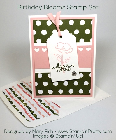 Stampin Up Birthday Blooms Card Idea Envelope by Mary Fish Pinterest