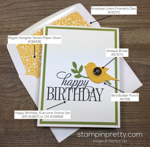 Stampin Up Happy Birthday Everyone Card & Envelope By Mary Fish StampinUp Supply List