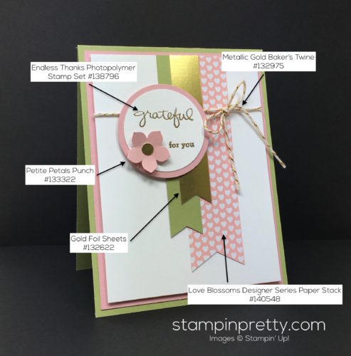 Stampin Up Endless Thanks Thank You Card Idea By Mary Fish StampinUp Supply List