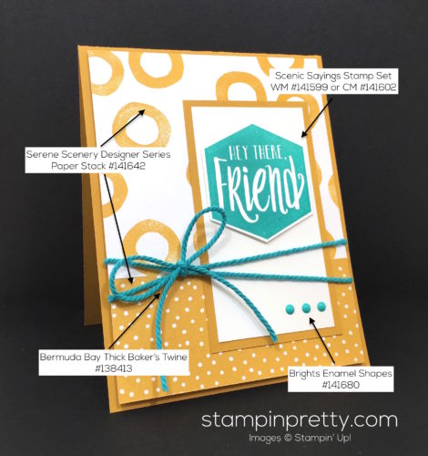 Stampin Up Serene Scenery & Scenic Sayings Friend Card Idea - Mary Fish Stampin Pretty Supply List