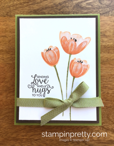 Stampin Up Tranquil Tulips Ribbon of Courage Love Card Idea - Mary Fish Stampin' Up!