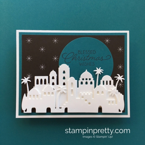 Learn how to create this simple Christmas card using Stampin' Up! Bethlehem Edgelits Dies - Create by Mary Fish - My Favorite Christmas Cards