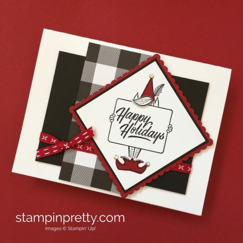 Learn how to create this simple holiday card using Stampin' Up! Festive Phrases Stamp Set - Mary Fish Stampin Up