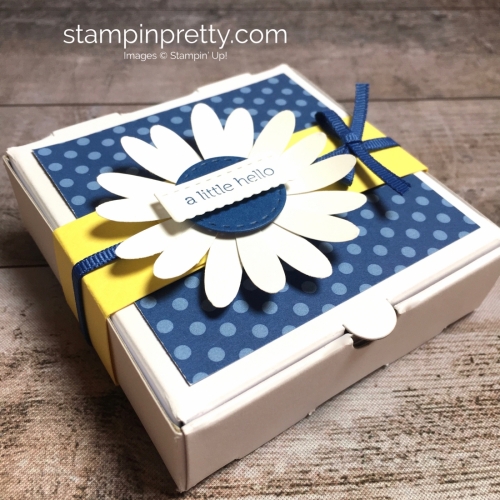 Create a simple pizza box and 3 x 3 cards using Stampin Up Itty Bitty Greetings - StampinUp Mary Fish