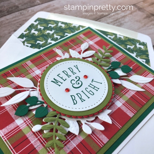 Create a holiday card using Stampin Up Foliage Frame Thinlits Dies - Mary Fish StampinUp