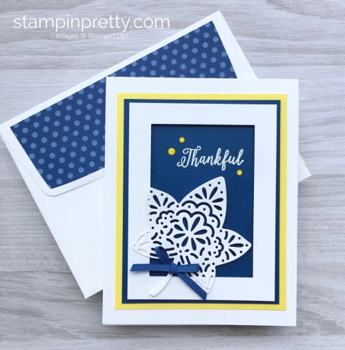 Create a simple thank you card using Stampin Up Falling Leaves & Detailed Leaves Thinlits Dies - Mary Fish StampinUp Idea
