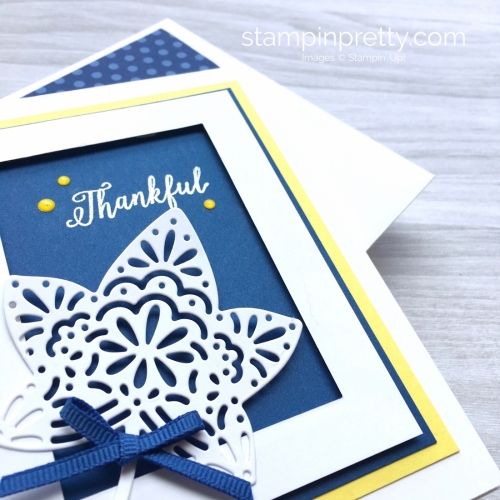 Create a simple thank you card using Stampin Up Falling Leaves & Detailed Leaves Thinlits Dies - Mary Fish StampinUp Ideas