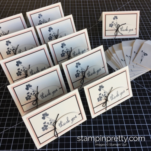 Create a simple thank you card using Stampin Up Love What You Do and Stamparatus - Mary Fish StampinUp mass produce