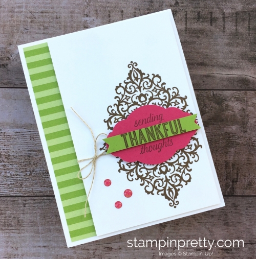 Create a simple thank you card with Stampin Up Flourish Filigree Stamp Set - Mary Fish StampinUp Idea