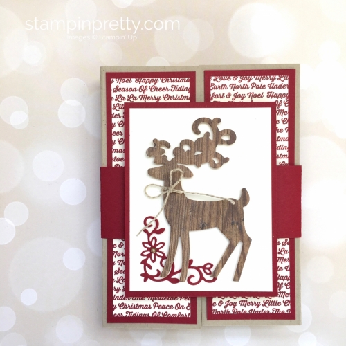 Create a fold holiday card and belly band using Stampin Up Detailed Deer - Mary Fish StampinUp Festive Farmhouse - My Favorite Christmas Cards