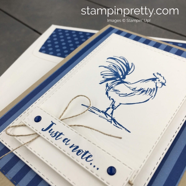 Learn how to create this Just a Note Card using the FREE Sale-a-Bration Set called Home to Roost. Created by Mary Fish, Stampin' Pretty