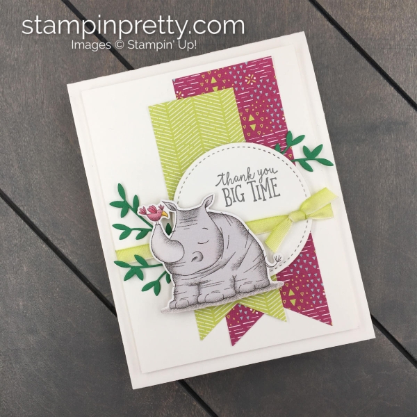 Create this Thank You Card using Animal Expedition DSP and Animal Outing Bundle by Stampin' UP! Stampin' Pretty, Mary Fish