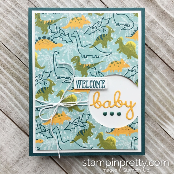 Dinoroar Deisgner Series Paper from Stampin' Up! Welcome Baby Card by Mary Fish, Stampin' Pretty