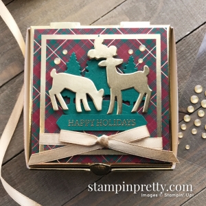 Detailed Deer Dies & Gold Mini Pizza Boxes from Stampin' Up! Created by Mary Fish, Stampin' Pretty