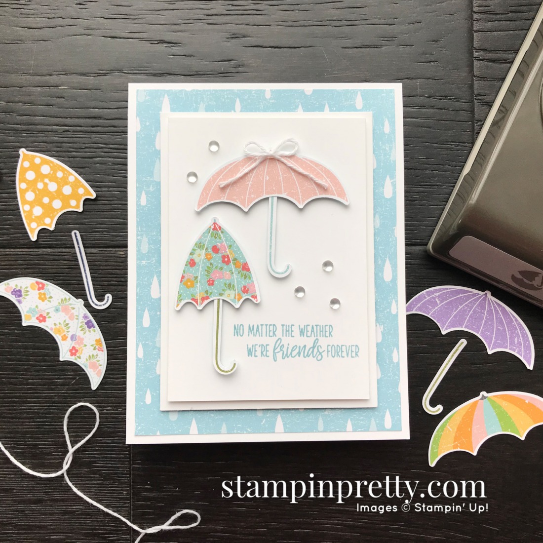 Under My Umbrella Bundle Product Coordination from Stampin' Up! Card by Mary Fish, Stampin' Pretty