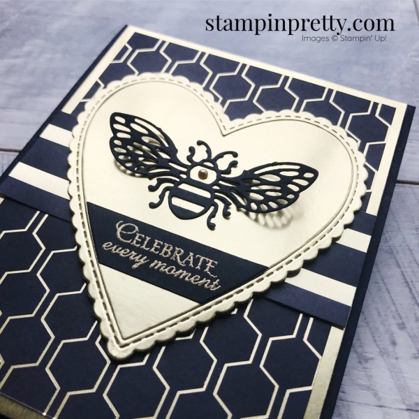 Honey Bee Bundle & Golden Honey Specialty Designer Series Paper from Stampin' Up! Celebrate card by Mary Fish, Stampin' Pretty