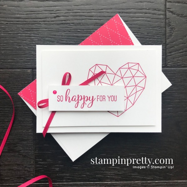 Create this Lovely Lipstick Simple Note Card using the Modern Heart Stamp Set from Stampin' Up! Mary Fish, Stampin' Pretty