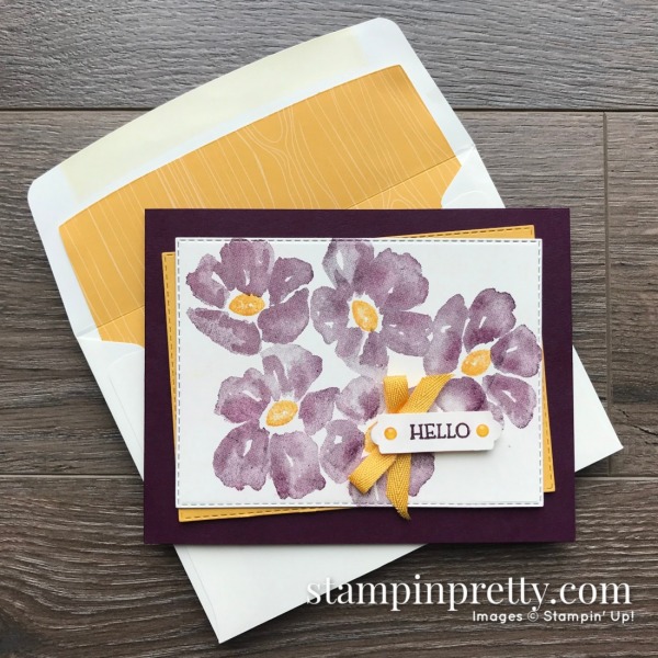 Create this card using the Blossoms in Bloom Stamp Set by Stampin' Up! Hello Card by Mary Fish, Stampin' Pretty