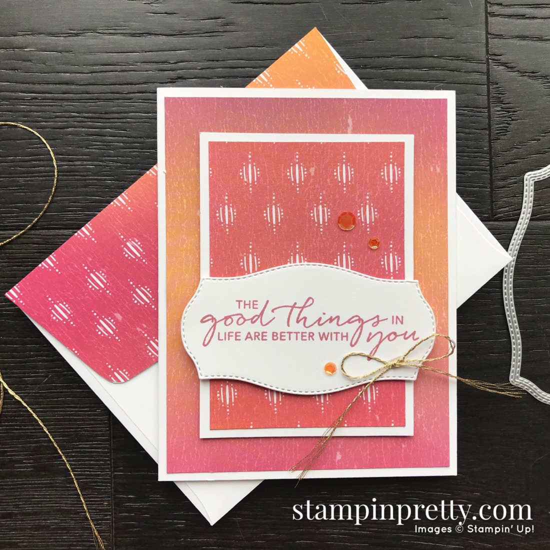 Create this card using the Tasteful Touches Bundle and Artistry Blooms DSP. Card by Mary Fish, Stampin' Pretty