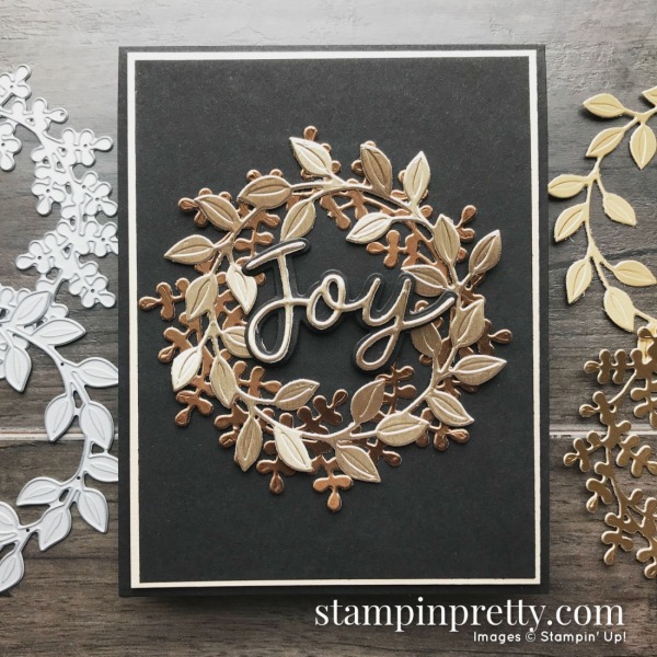 Wreath Builder & Joy Dies from Stampin' Up! Brushed Metallic Paper Cards by Mary Fish, Stampin' Pretty!