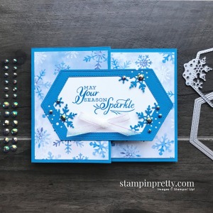 Create this fancy fold gift card holder using products from the Stampin' Up! Snowflake Splendor Suite. Mary Fish, Stampin' Pretty