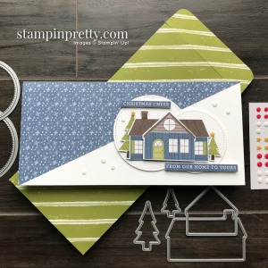 Trimming the Town Suite from Stampin' Up! Slimline Christmas Card and Envelope by Mary Fish, Stampin' Pretty