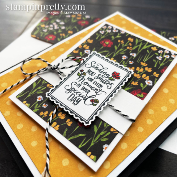 Flower & Field DSP + Punch Party Stamp Set FREE during Sale-a-Bration.  Card by Mary Fish, Stampin' Pretty