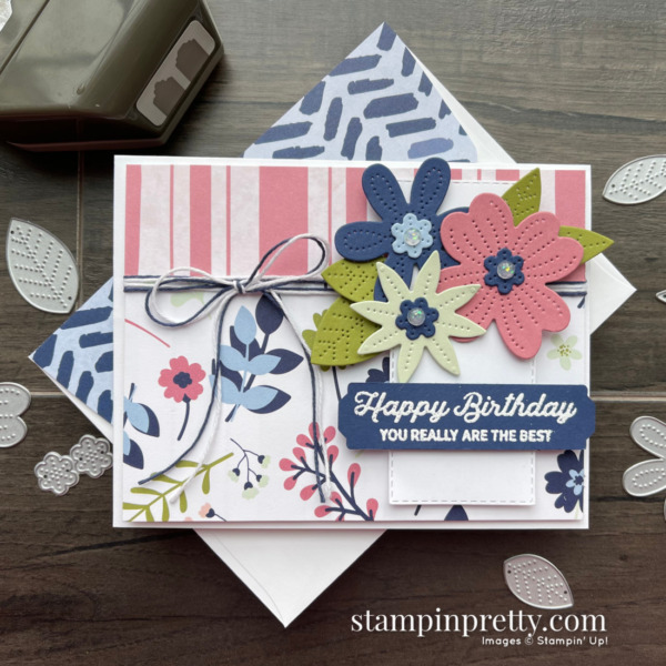 Stampin' Up! In Bloom Bundle & Paper Blooms DSP. Birthday Card by Mary Fish, Stampin' Pretty