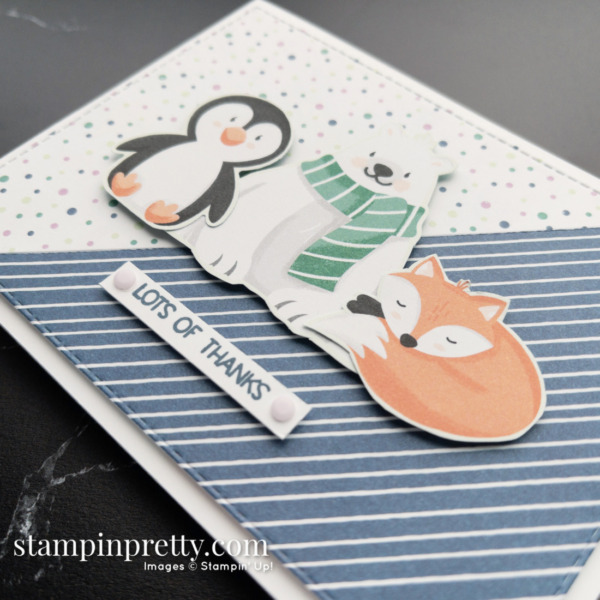 Penguin Playmates DSP and Penguin Place Bundle by Stampin' Up! Mary Fish, Stampin' Pretty Lots of Thanks Angled