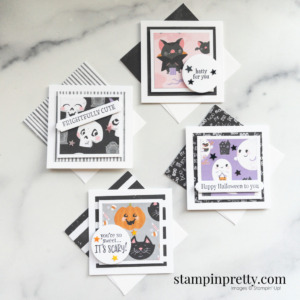 Four Frightfully Cute 3x3 Halloween Cards by Mary Fish, Stampin