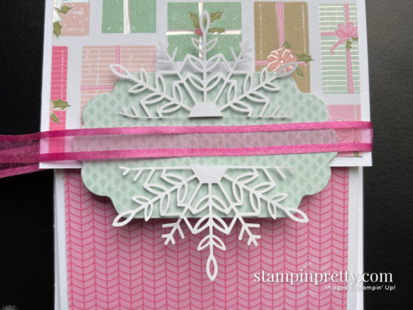 Create this card using the Wonderful Snowflakes Embellishments and Seasonal Labels Dies by Stampin' Up! Fun Fold Card by Mary Fish, Stampin' Pretty