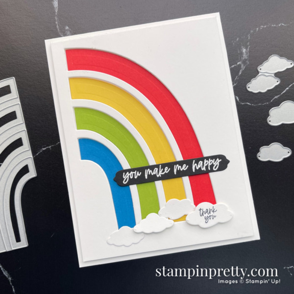 Create this Thank You Card using the NEW Rainbow of Happiness Bundle Available January 4, 2022. Mary Fish, Stampin' Pretty