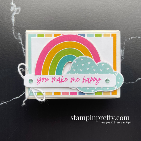 Create this Gift Box using the Sunshine and Rainbows DSP from Stampin' Up! Created by Mary Fish, Stampin' Pretty