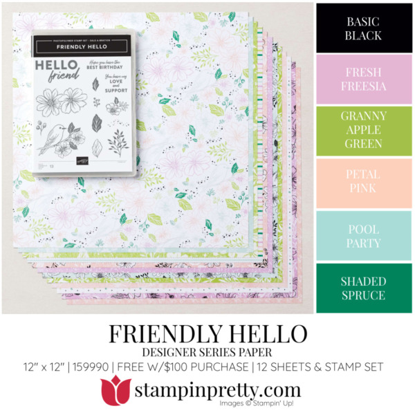 FRIENDLY HELLO DSP Coordinating Colors 159990 Stampin' Pretty Mary Fish Shop Online 24-7