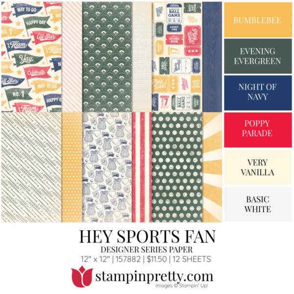 HEY SPORTS FAN DSP Coordinating Colors 157882 Stampin' Pretty Mary Fish Shop Online 24-7