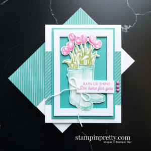 Create this friend card using the Flowering Rain Boots Bundle from Stampin' Up! Card by Mary Fish, Stampin' Pretty Earn Tulip Rewards