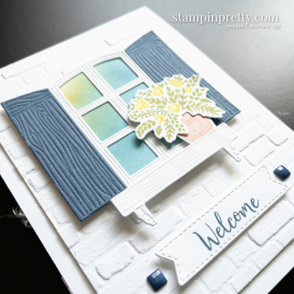 Create this Welcome Card using the Welcoming Window Bundle by Stampin' Up! Mary Fish, Stampin' Pretty Earn Tulip Rewards and $50 SHOPPING SPREE