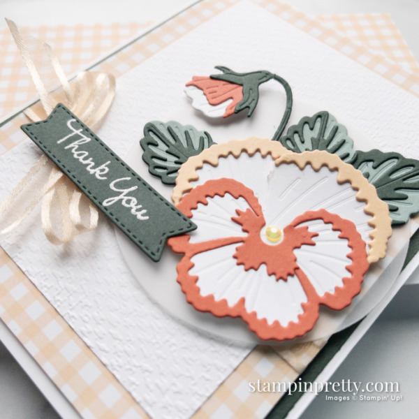Create this thank you card using the Pansy Patch Bundle, Pansy Petals DSP from Stampin' Up! Card by Mary Fish, Stampin' Pretty
