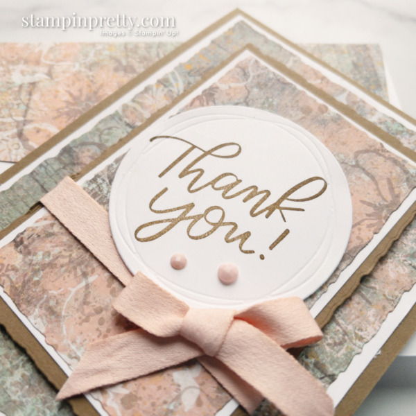 Create this Thank You Card with the Texture Chic Designer Series Paper, Good Feelings Stamp Set from Stampin' Up! Mary Fish, Stampin' Pretty