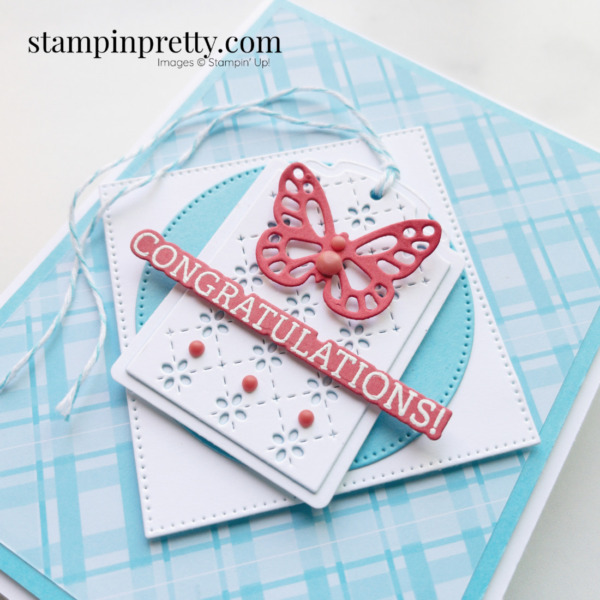 Create this card using the NEW Charming Sentiments Bundle & Designer Tags Dies from Stampin' Up! Card by Mary Fish, Stampin' Pretty