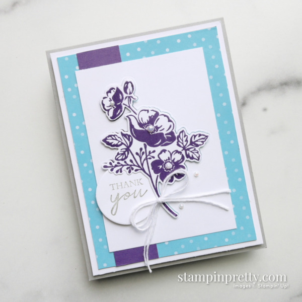 Create this thank you card with New Tahitian Tide, Gorgeous Grape and Smoky Slate - Shaded Summer and Summer Shadows from Stampin' Up! Card by Mary Fish, Stampin' Pretty