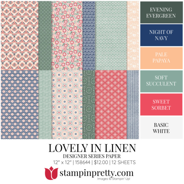 LOVELY IN LINEN DSP Coordinating Colors 1558644 Stampin' Pretty Mary Fish Shop Online 24-7