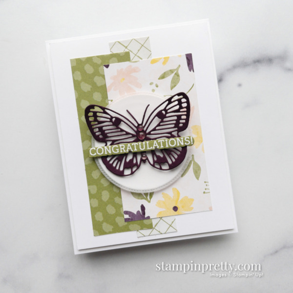 Create this congrats card with the Charming Sentiments Bundle and the Design a Daydream DSP from Stampin' Up! Card by Mary Fish, Stampin' Pretty